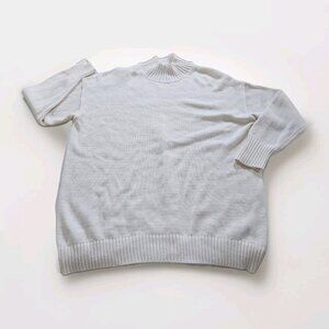 Old Navy Sweater Womens XXL Cream Mock Neck LS Knit Tunic Cotton Blend Cottage